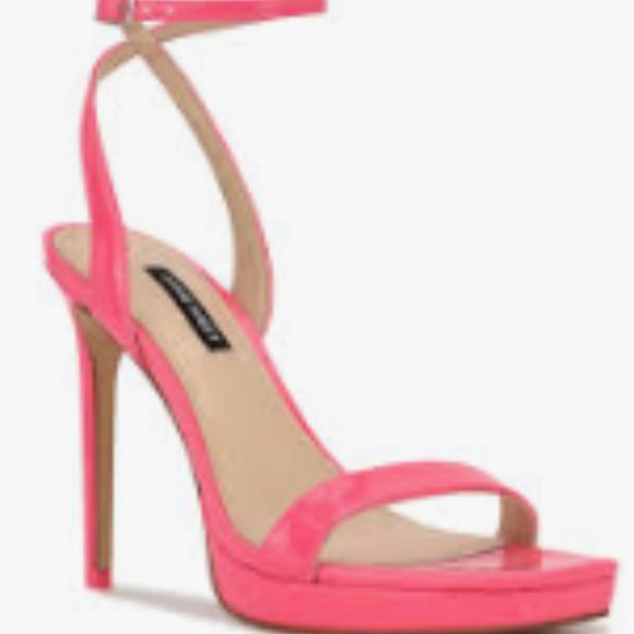 HOST PICK! NIB Nine West Bright Pink Ankle Strap Sandals, 8 - Picture 1 of 5